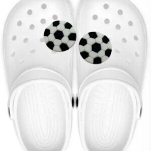 BOGO!! Crocs Style Shoe Charms Jibbitz - Soccer Ball Matching 2 pc Set NEW